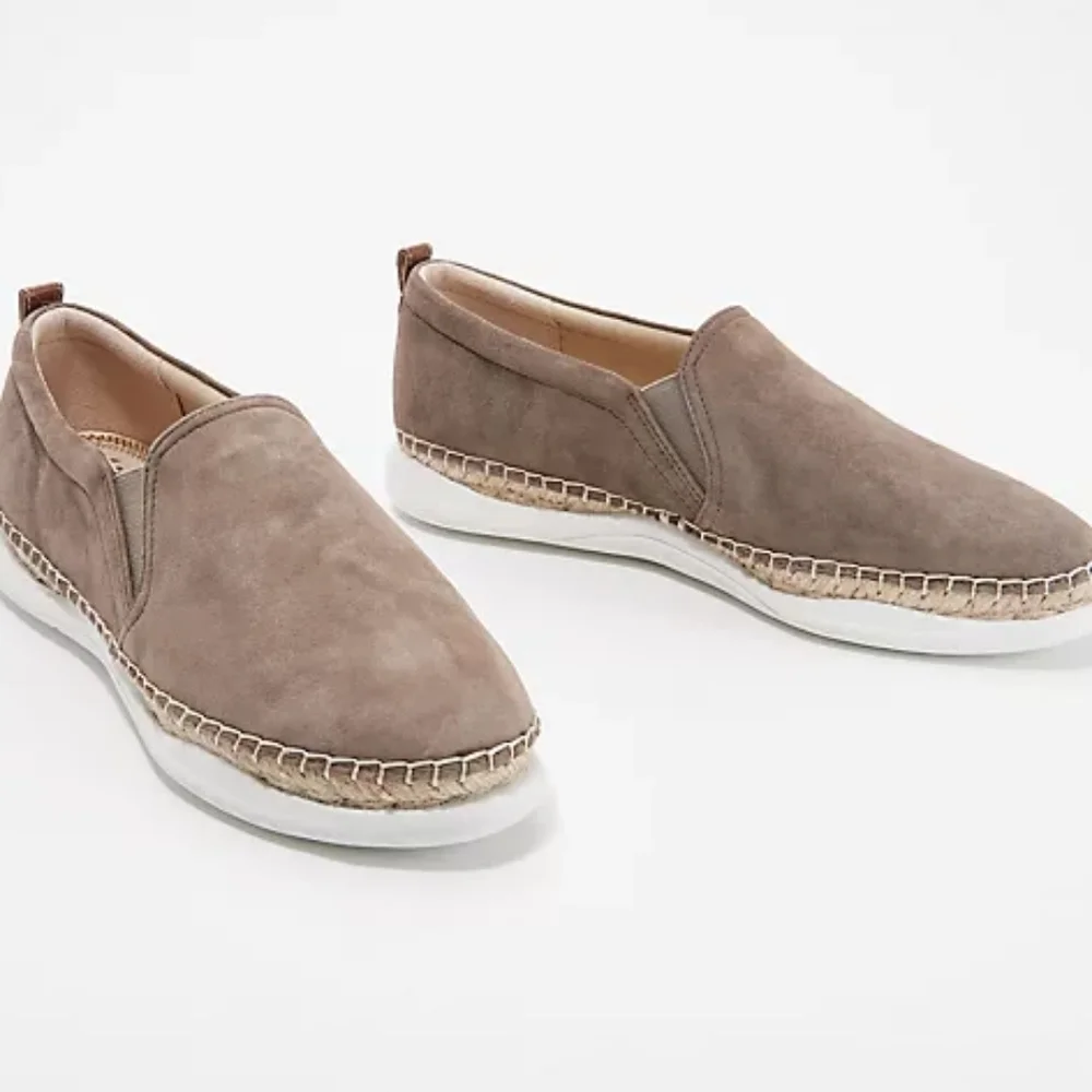 Sam Edelman Leather Slip-On Espadrille Sneakers - Kassie Size 9.5 Comfy